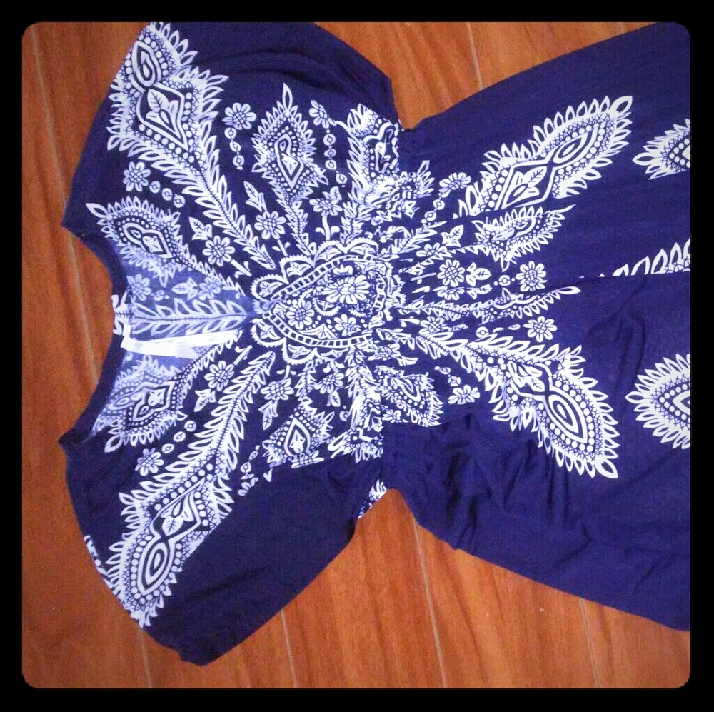 Blue and white dress